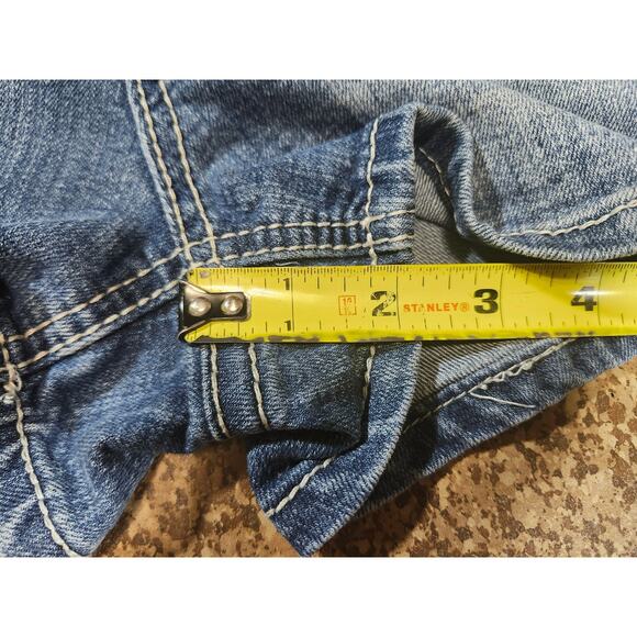 Soundgirl Women's Embellished Blue Jeans Shorts 7 Embroidered Sequin Whimsygoth - Picture 2 of 10